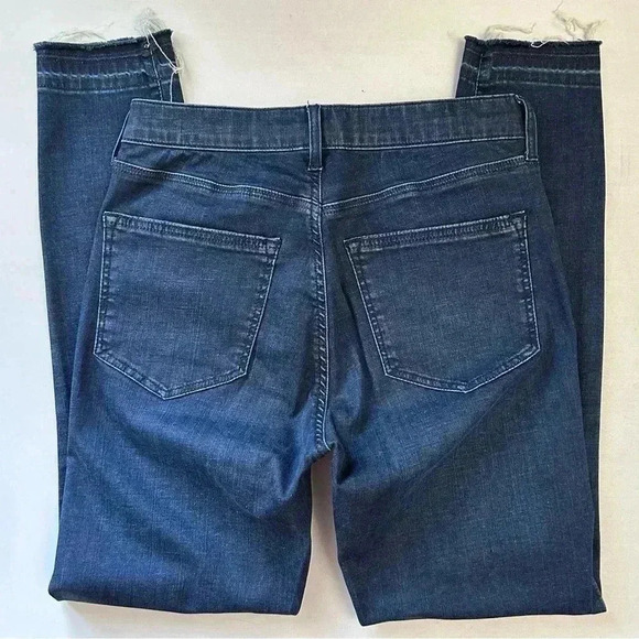 Topshop Moto Leigh Skinny Jeans Ankle Cropped Mid Rise Raw Hem Dark Wash Blue 26 - Picture 12 of 15